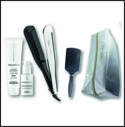 L'Oréal Professionnel Steampod 3.0 Lisseur + Lait cheveux fins 150 ml+ Sérum 50 ml + Trousse de rangement + Brosse