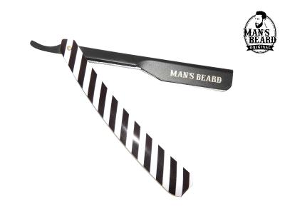 Man's Beard - Shavette Black & White - Inclus : 1 pack de lames & Housse de rangement