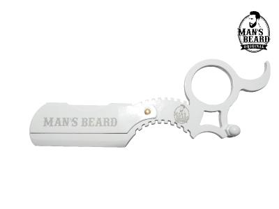 Man's Beard - Small Blade White Ergonomique - Inclus : 1 pack de lames & housse de rangement