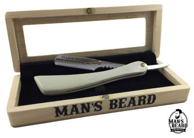 Man's Beard - Coffret Shavette Blanche - Edition limitée avec boite bois