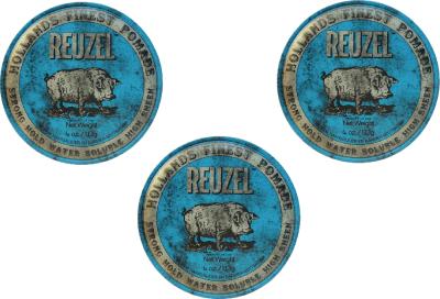 Reuzel - Lot de 3 - Bleu Pomade - Strong Hold / Water Soluble - 113 gr